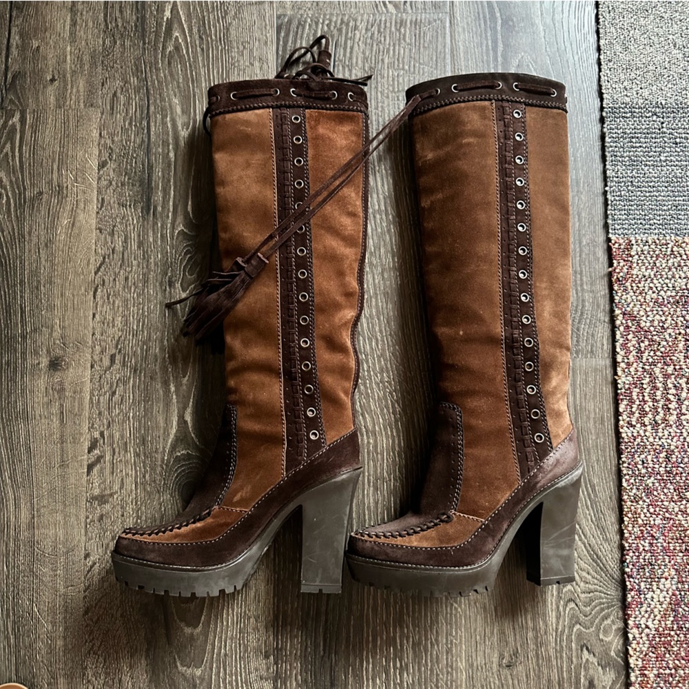 SIZE 8 YSL TALL BROWN BOOTS